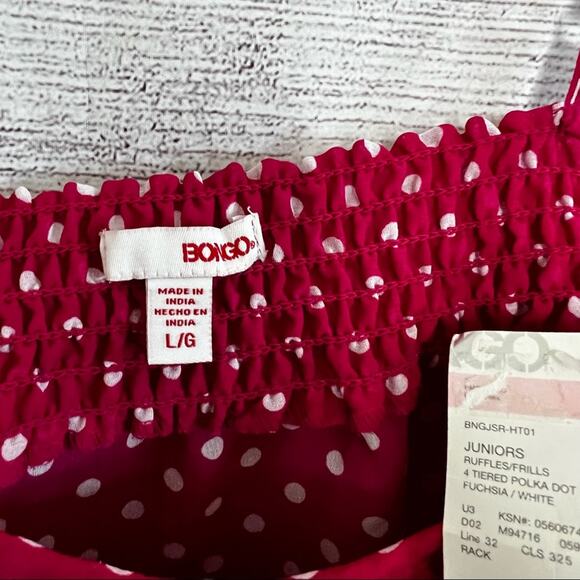 Bongo Juniors Boho Style Polka Dot Blouse Sz L - Picture 3 of 6